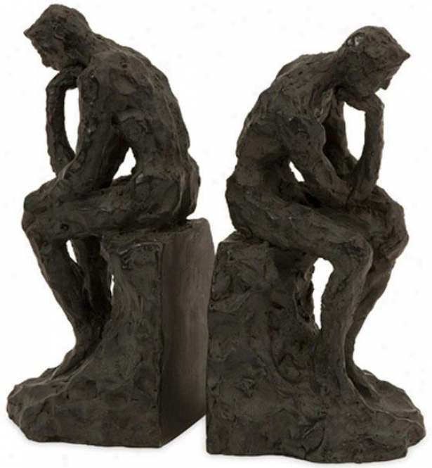 Thinking Man Bookends - Set Of 2 - Sef Of 2, Brinze