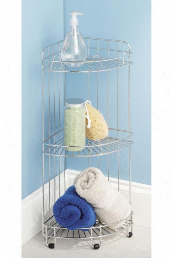 "three-tier Corner Shelf - 24""hx11.5""wx9""d, Silver"