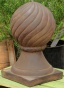 Spiral Ball Finial Statue - 10.25hx6wx6d, Brown Wood