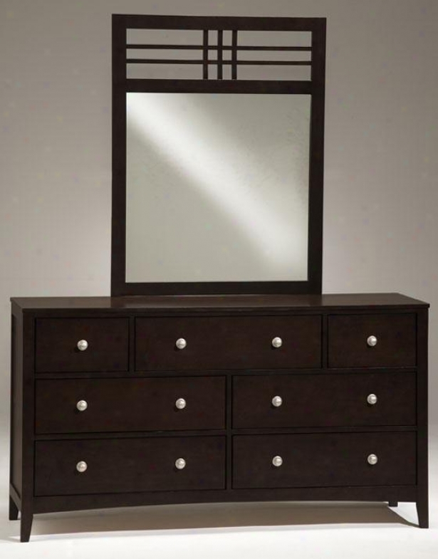 Tiburon Dresser With Wood Mirror - Set, Coffee Brown