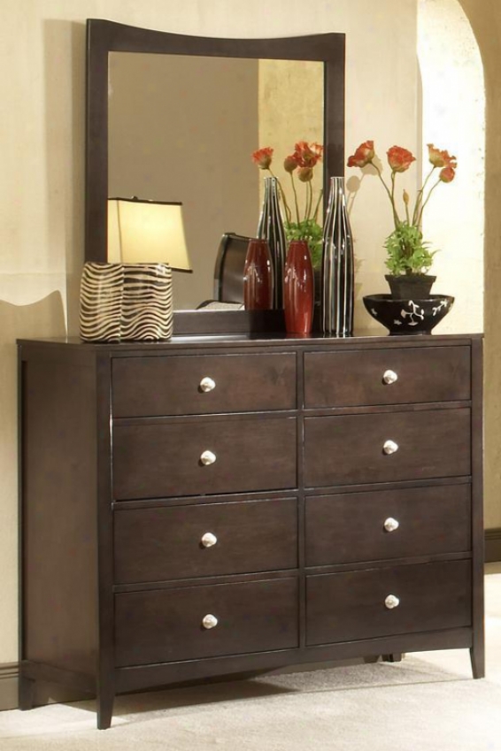 Tiburon Tall Dresser With Tall Mirror - Set, Coffee Brown