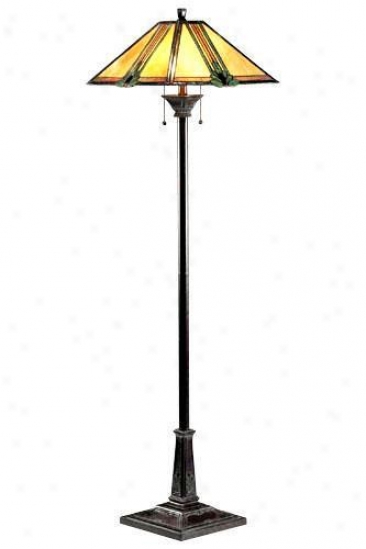 Tiffany-style Maple Jewel Floor Lamp - Maple Jewel, Bronze