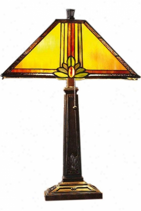 Tiffany-style Maple Jewel Table Lamp I - Maple Jewel, Bronze