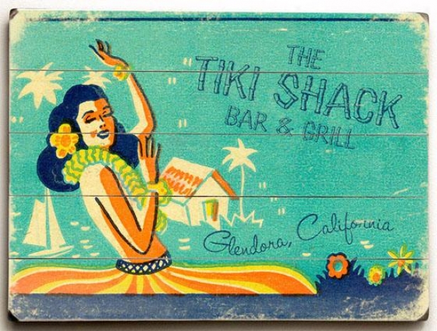 "tiki Shack Wooden Sign - 14""h X 20""w,B lue"