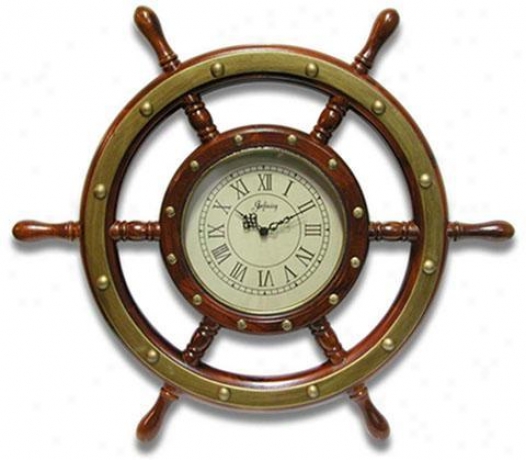 Timepiece - Mariner's Wheel Wall Clock - Wall, Copper Brass