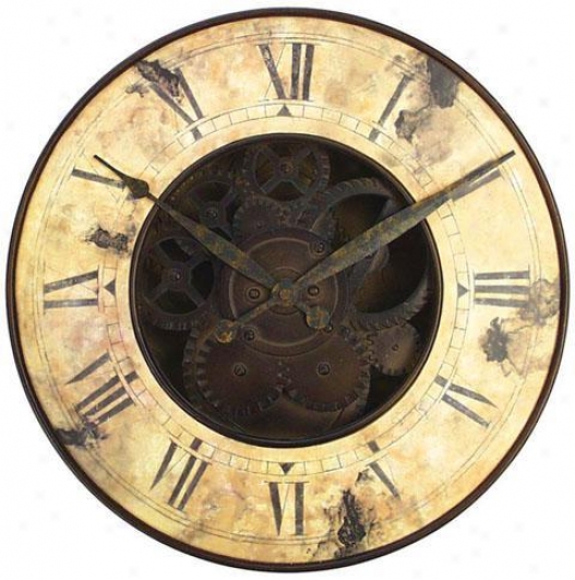 Timepiece - Rusty Gears Wall Clock - Wall, Pumpkin