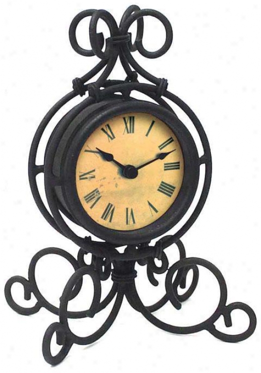 Timepiece - Wrought Iron Table Clock - Table, Dismal