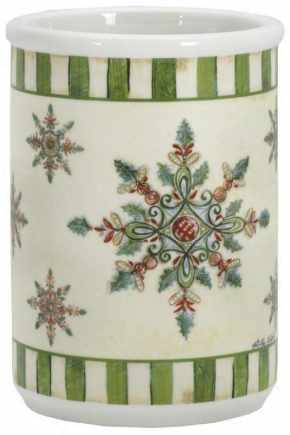 "traditional Ceramic Crock - 6.75""hx4.75""r, Green"