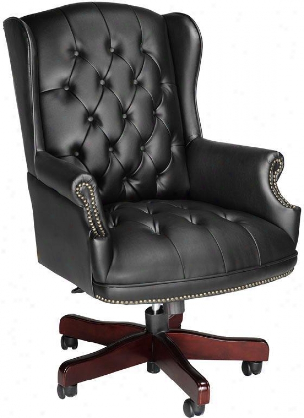 Traditional Office Chair - Mhgny Wood Fnsh, Black