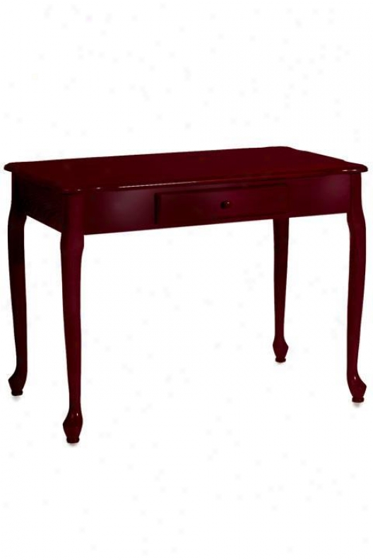 Traditional Small Desk With Storage Drawer - Storage Drawer, Maroon