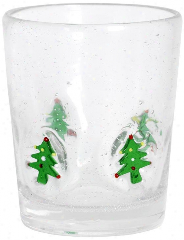 "trees Double Old-fashioned Glassware - 4""hx3.5""r, Green"