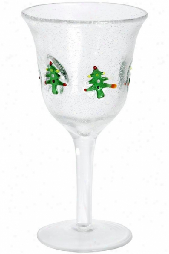 "trees Wine Glass - 7.75""hx4""r, Green"