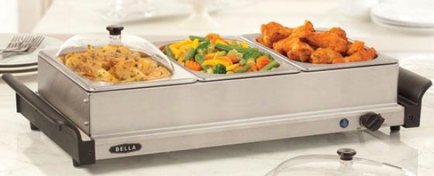 "triple Buffet Server & Warming Tray - 13""hx6.5""wx24""d, Silver"