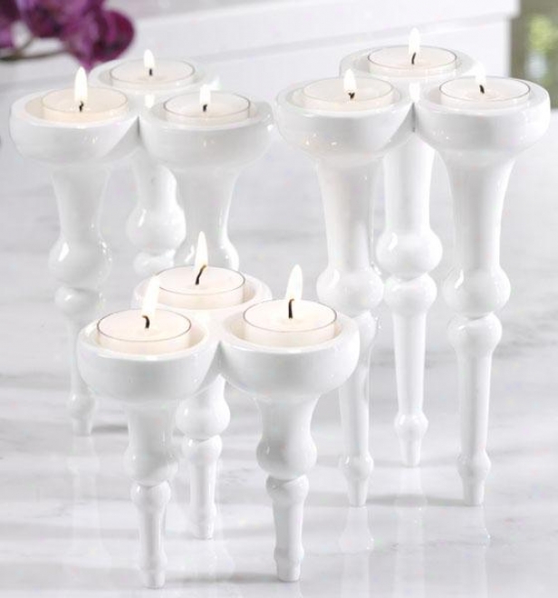 Triple Tealight Holders - Set Of 3 - Set Of 3, Pure