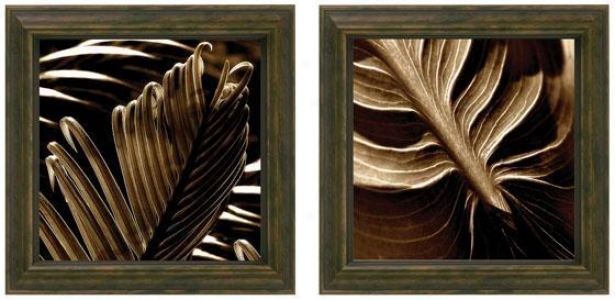 Tropicana Holiday New Leaf Framed Wall Art - Set Of 2 - Set Of Two, Brown