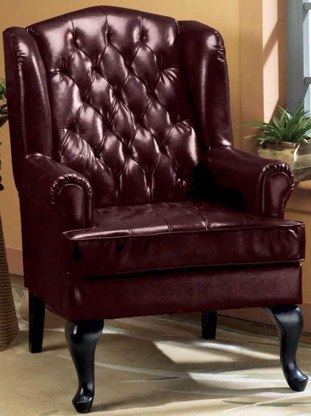 "tufted Wing Chair - 45""h, Burgundy"