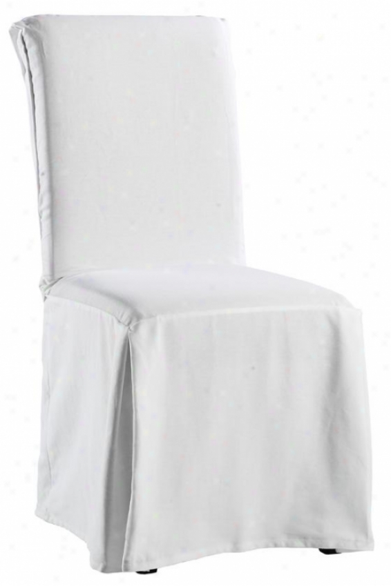 Twill Long Chair Slipcover - Long W/ties, White