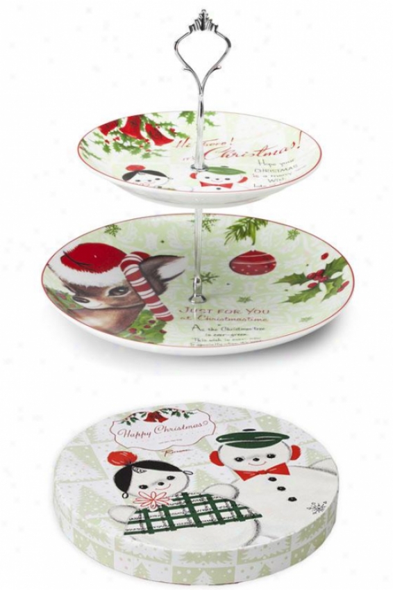 "two-tiered Christmas Tray - 10""hx10""w, Holiday"