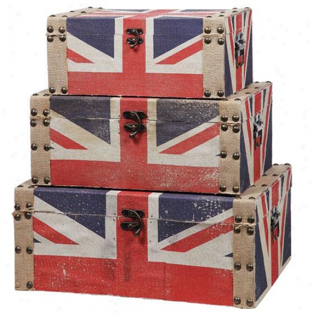 "union Junction Box - Set Of 3 - 22""wx8""x14""d, Multi"