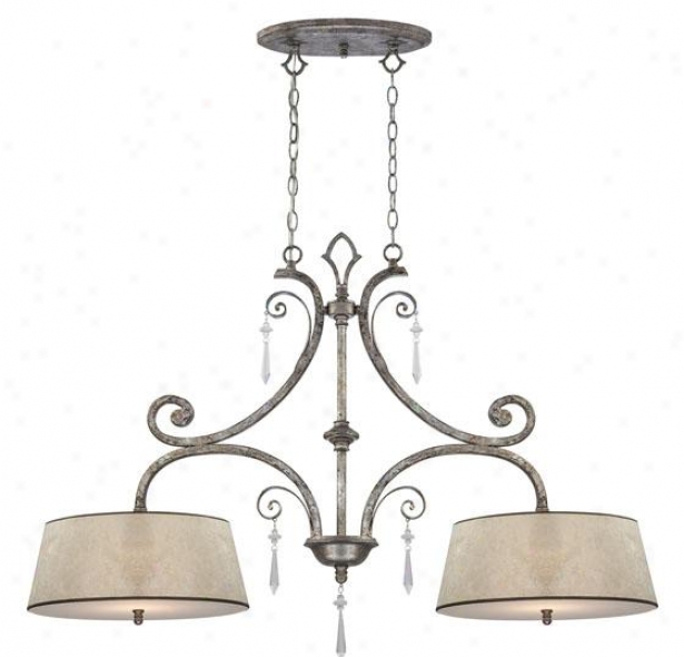 Vanessa Island Chandelier - 2-light, Mottled Siover