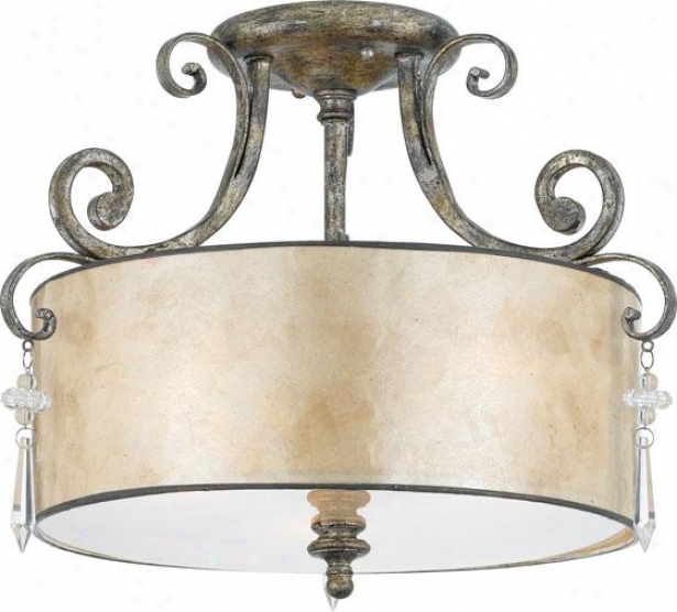 Vanessa Semi-flush Mount - 3-light, Variegated Silver