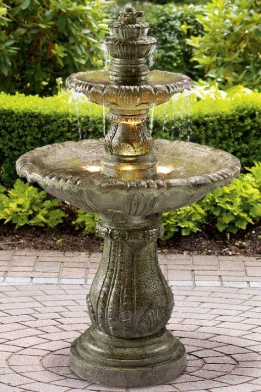 "venetian Decorative Fountain - 57""hx33""d, Forest Green"