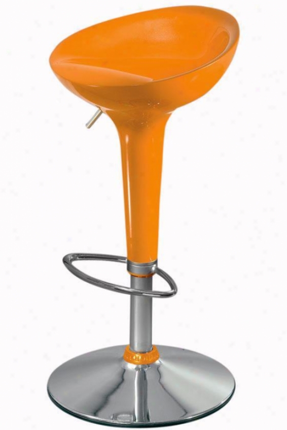 Ventura Adjustable-height Stool - Orange, Silver