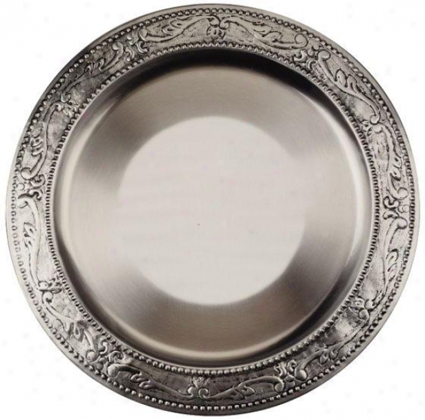 Victoria Old Embossed Charger Plates - Set Of 6 - Set Of 6, Gray