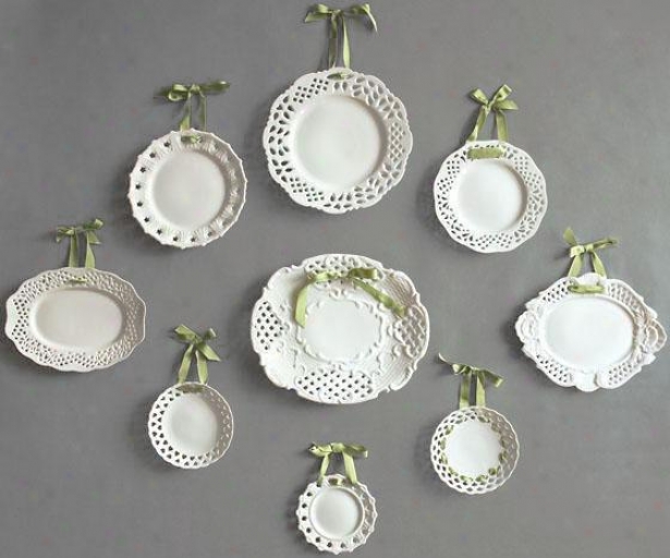 Victoria Pierced Plates - Set Of 9 - Set Of 9, White