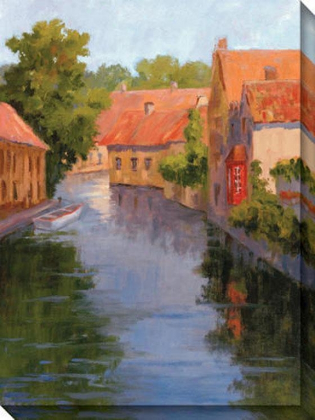 View From The Canal I Canvas Wall Art - I, Orange/blue