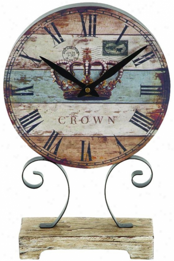 "weathered Crown Clock - 16""h X 10""w, Blue"