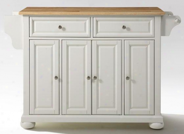 "white Kitchen Cart - 36""hx52""wx18""d, Natural Wood"