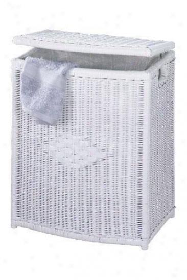 "wicker Diamoond Weave Rectangular Cllothes Laundry Hamper - Small - 22""hx18""w, White"