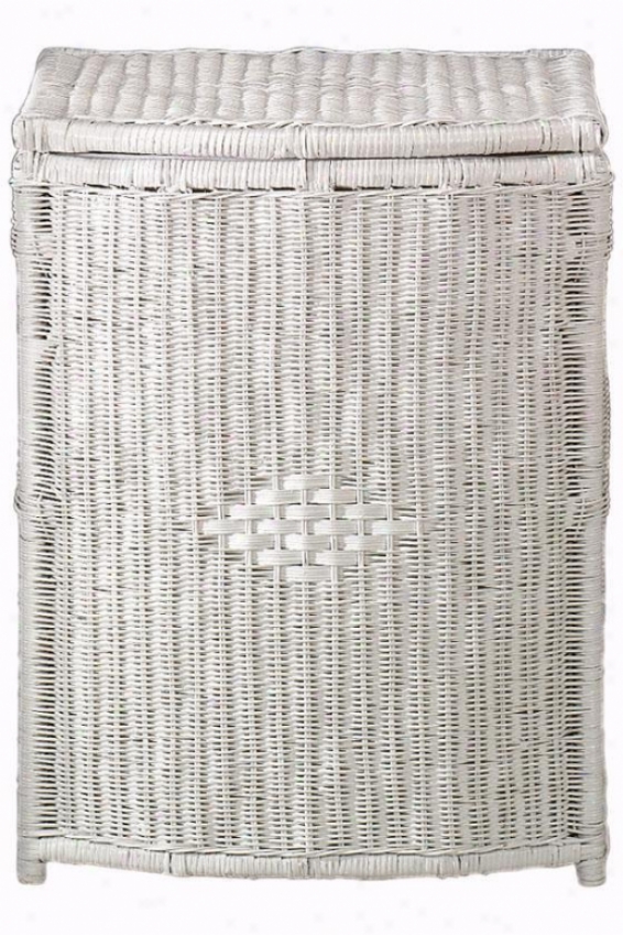 "wicker Diamond-weave Rectangular Clothes Laundry Hamper - Mean - 27""hx21""w, White"