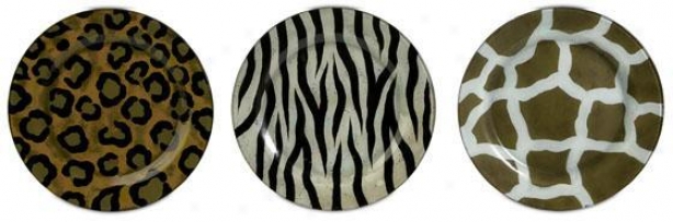 Wild Side Plates - Set Of 3 - Set Of 3, Brown