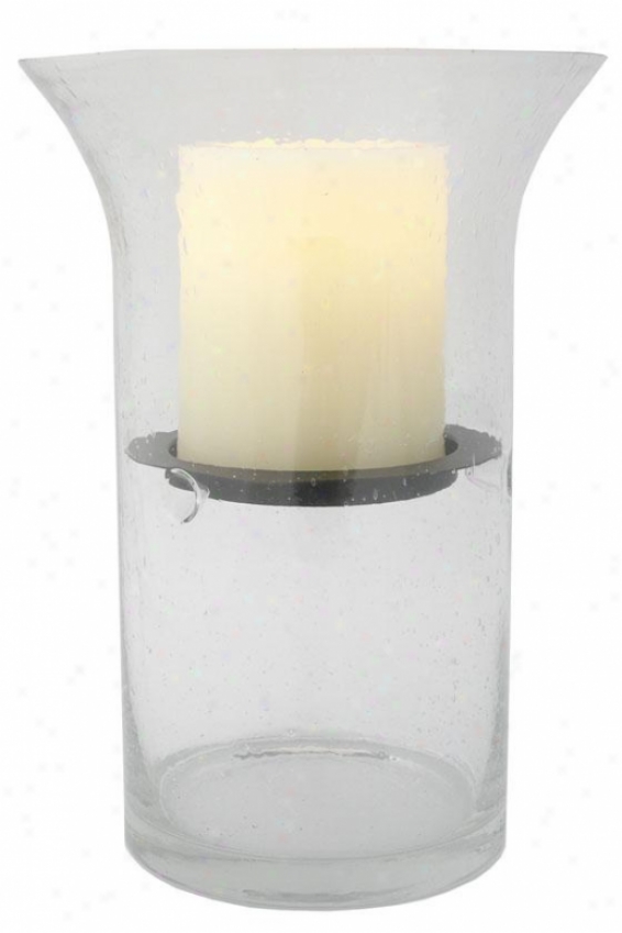 "wilshire Fillable Hurricane Candle - 12.5h X 6""wx6"""d, Clear Bubbled"