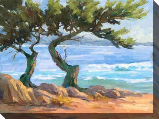 Wind-blown Cypress I Canvas Wall Art - I, Blue