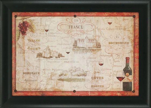 "wine Map Wall Art - 30""hx42""wx2""d, Red"