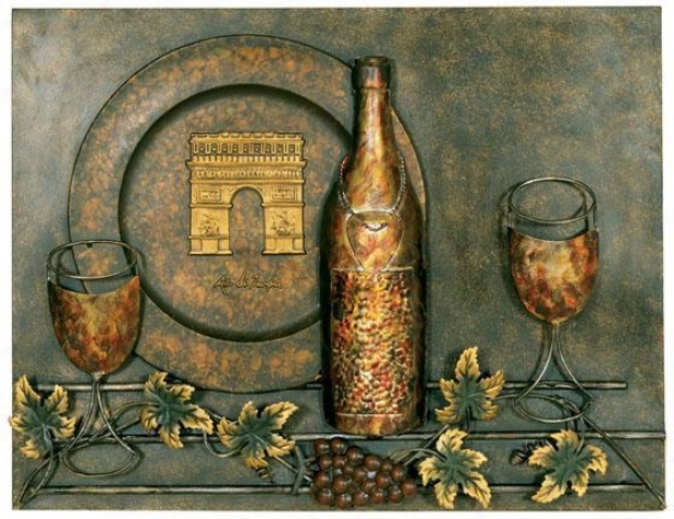 "wine Motif Metal Wall Art - 18.25""hx23.75""w, Bronze"