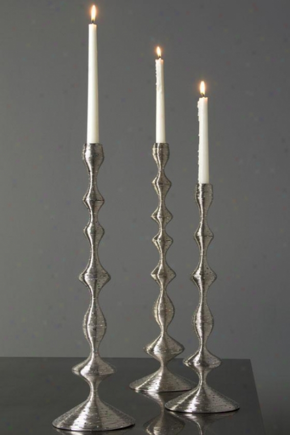 Wire Candleholders - Set Of 3 - Set Of 3, Silver