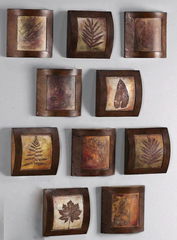 "wooden Fossil Collage Wall Art - 10" Square, Multi"