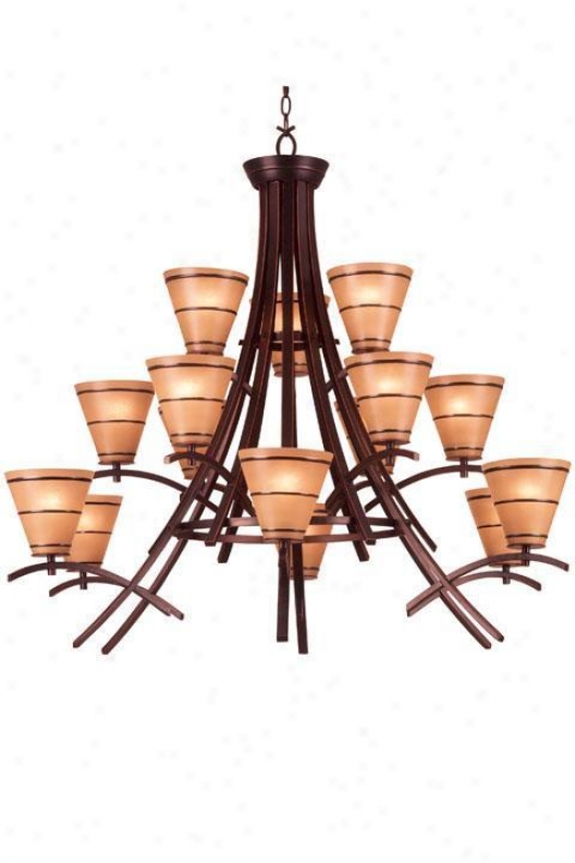 Wright 15-light Chandelier - Amber Scavo, Bronze