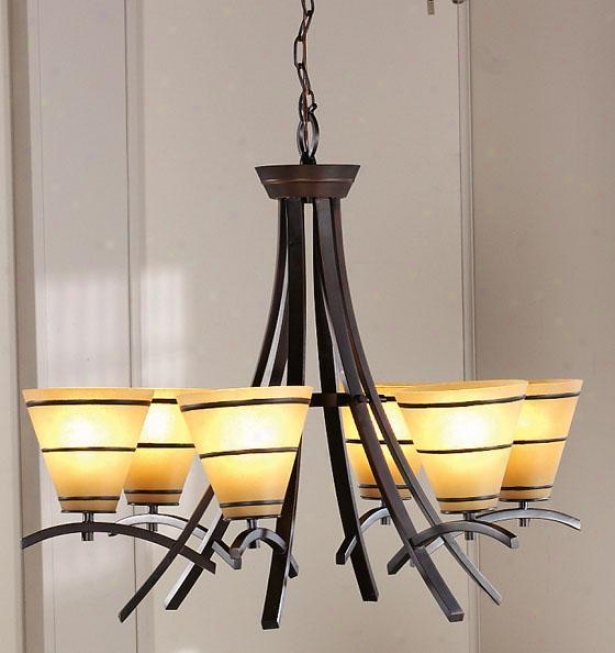 "wright 6-light Chande1ier - 24""hx27.5""d, Copper Bronze"