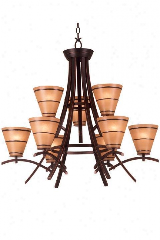 Wright Nine-light Chandelier - Amber Scavo, Bronze