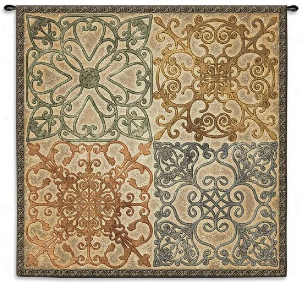 "wrought Iron Elegance Tapestry - 44""hx44""w, Neutral Tones"