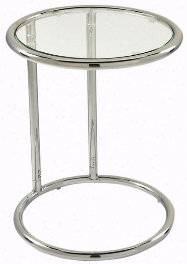 "yield Glass Table - 21""hx17""d, Silver Chrome"