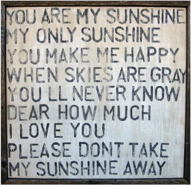 "you Are My Sunshine Wooden Sign - 26 X 26"", Wasbed White"