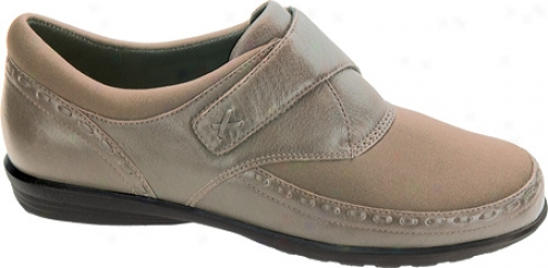 Aetrex Emma Monk Strap (women's) - Taupe Stretch Fabric/leather