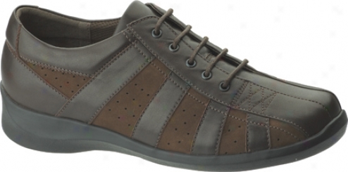 Aetrex Essence Striped Oxford (women's) - Brown Leathers/uede