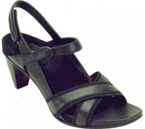 Aetrex Madeline Cross Strap Sandal (women's) - Black Stretch Fabric